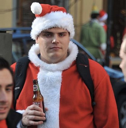 "Hey, it's me again ho ho ho. Guess it's a dry SantaCon for me this year, nbd."